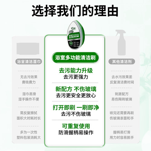 力清浴室多功能清洁刷玻璃水龙头洗手台去水渍水垢神器自带液体仓 - 图3