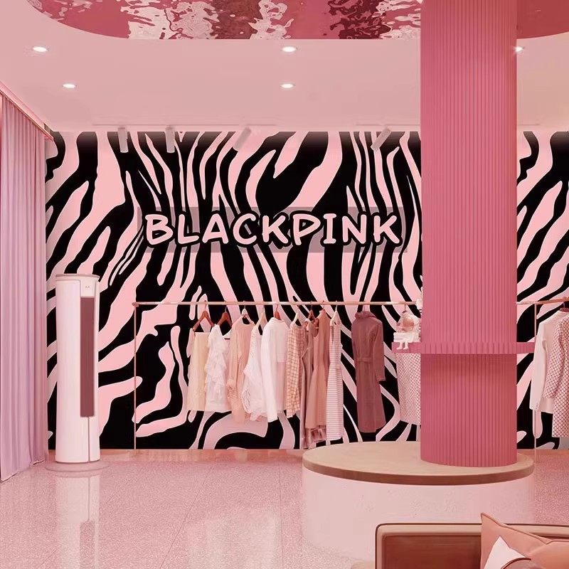 艺术斑马条纹背景墙纸定制服装店壁布美容院壁画网红拍照店铺墙布,淘宝优惠券,粉丝福利购,淘宝优惠卷