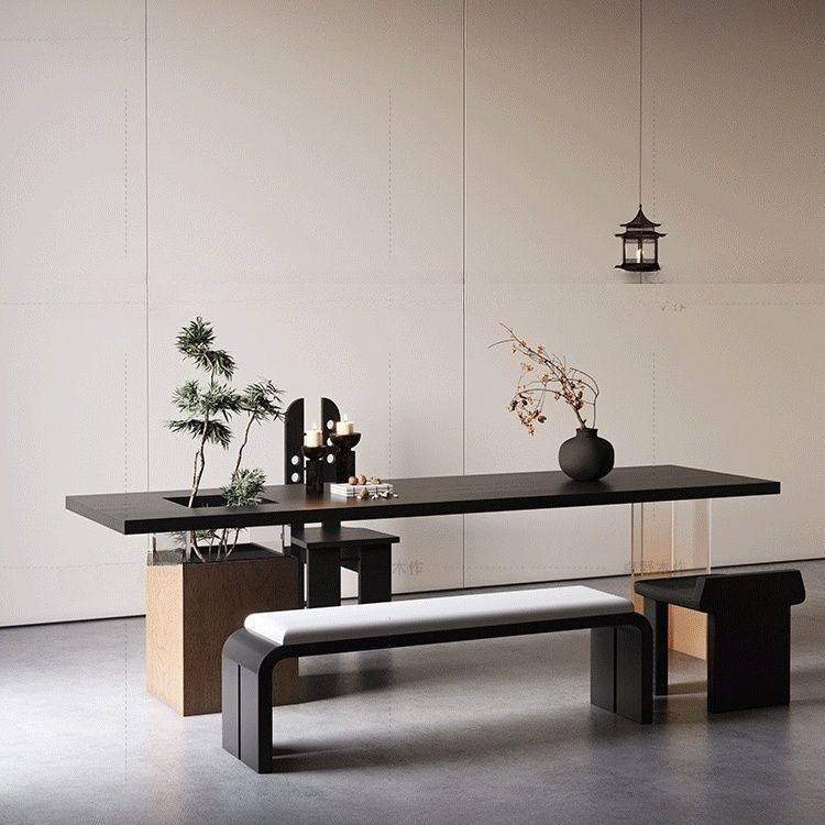 侘寂风客厅家用实木茶桌椅组合现代简约茶台亚克力茶台阳台茶几桌,淘宝优惠券,粉丝福利购,淘宝优惠卷