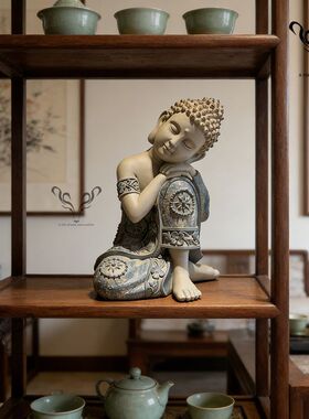 禅意坐姿睡佛摆件庭院花园坐佛