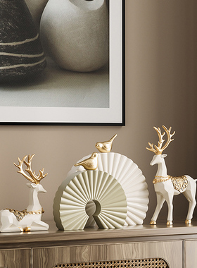 鹿摆件家居饰品高级感