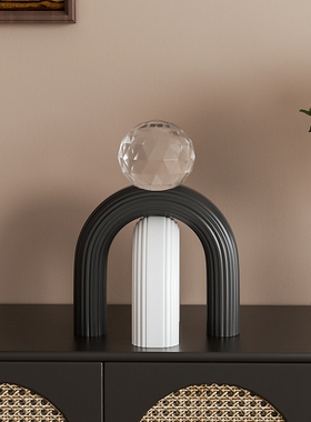 客厅高级感小众摆件水晶球轻奢艺术姹寂风展示架玄关酒柜软装饰品