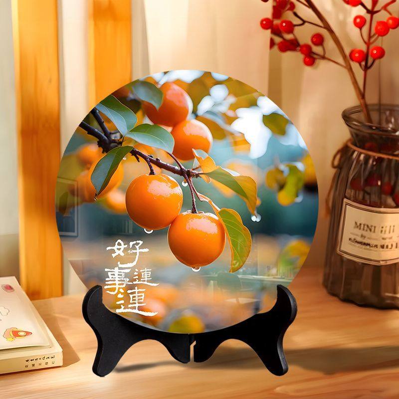柿柿如意摆件现代装饰画相框餐厅办公室桌面潮款饰品家用乔迁礼物,淘宝优惠券,粉丝福利购,淘宝优惠卷