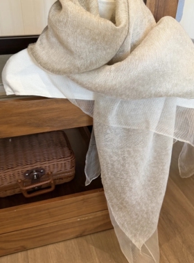 韩式蚕丝巾女春夏休闲薄款海马毛针织巾百搭