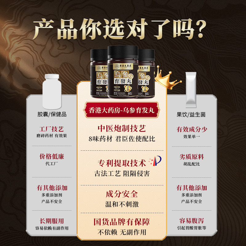 香港大药房乌参育发丸根源内调白发脱发白转黑生发草本制品,淘宝优惠券,粉丝福利购,淘宝优惠卷