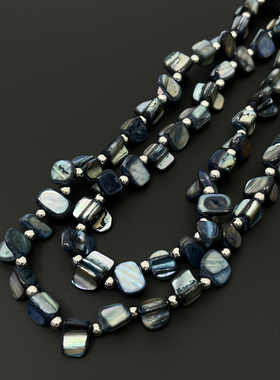 Vintage古着 Blue shell gravel necklace项链