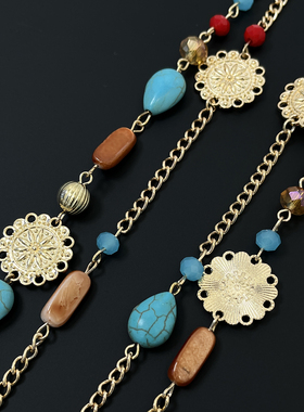 Vintage古着 Retro Ethnic Multicolor Stone Layered项链