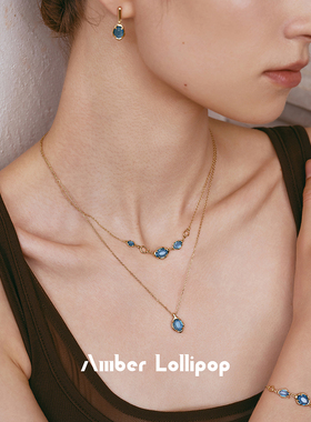 Amber Lollipop托帕石项链女轻奢小众S925银锁骨颈链新款生日礼物