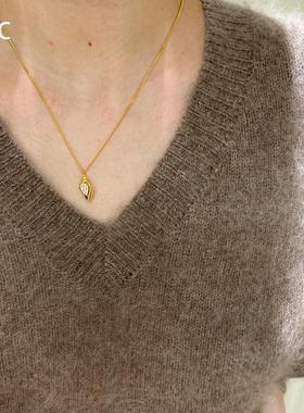 复古仿锆石金色海螺项链轻奢独特