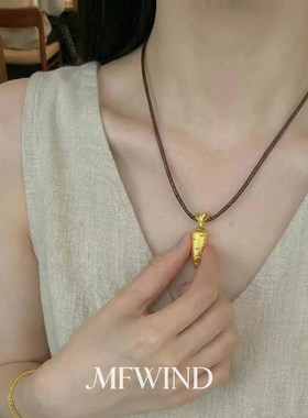 新中式金色胡萝卜吊坠项链女精致