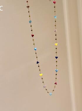 多巴胺彩色爱心项链甜美精致时尚