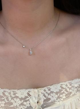 爆闪银色小方糖项链韩系简约百搭