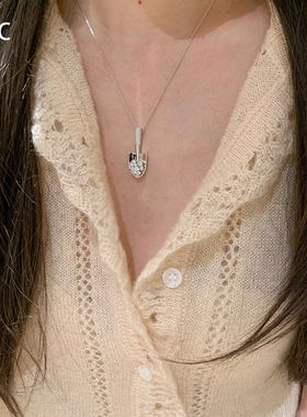 清冷感仿满钻银铲铲项链小众设计