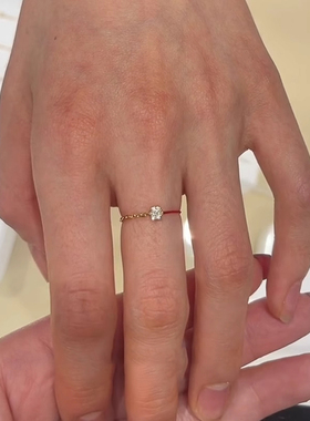 冷淡风mini仿钻极细红绳素圈戒指