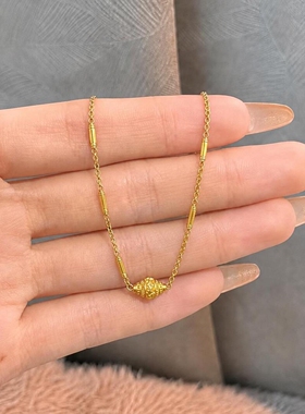 老钱风金色浮雕转运珠项链新中式
