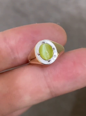 复古猫眼蛋面椭圆戒指女百搭个性