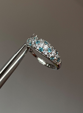 轻奢薄荷绿仿满钻戒指女百搭气质