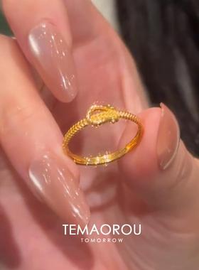 爆闪金色小马蹄戒指精致气质轻奢