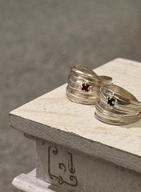 丝带打结仿蓝钻宽口戒指复古轻奢