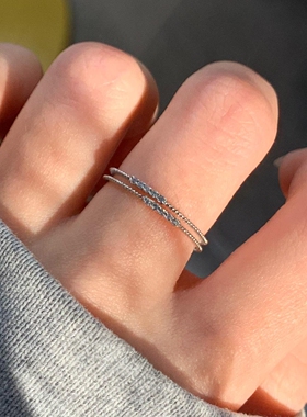 极细mini仿满钻戒指女小众高级感