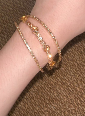 中古金色爆闪仿满钻星星手镯时尚