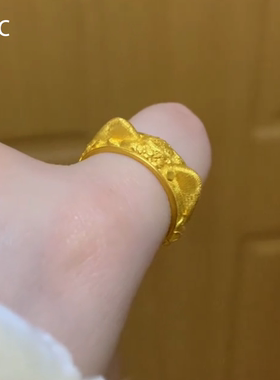 新中式金色猫咪戒指甜美可爱时尚