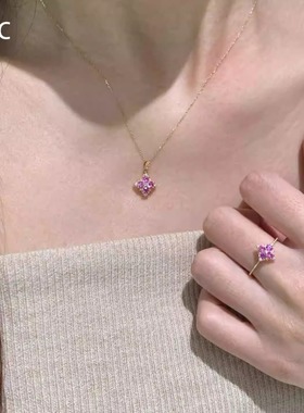 紫色四叶草项链高级感轻奢女配饰