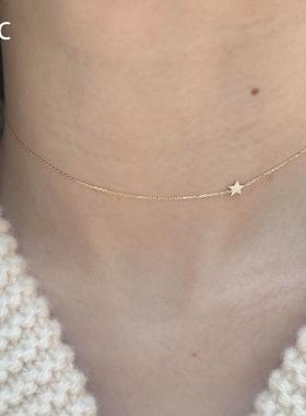 清冷感爆闪微镶星星月亮项链简约