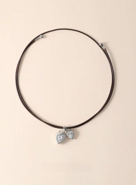 双心吊坠项链小众设计感个性简约