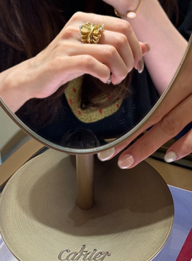 金色树叶羽毛仿闪钻戒指精致百搭