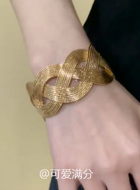 法式金色编织手镯女轻奢个性独特