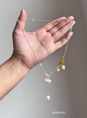 铃兰花仿珍珠流苏项链小众高级感