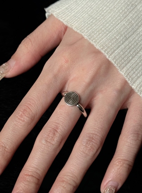 民族风复古蚊香盘金属戒指高级感