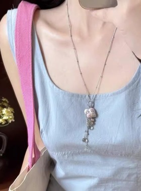爱心吊坠流苏项链甜酷风个性y2k
