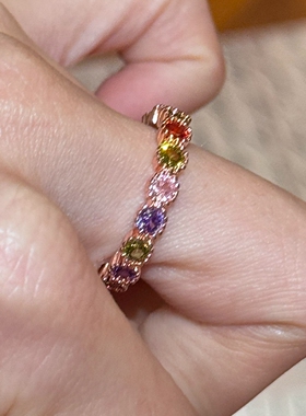 轻奢仿彩宝点钻开口戒显白氛围感