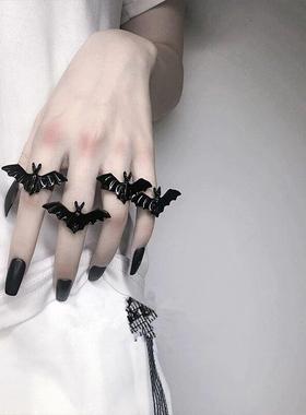 万圣节黑色蝙蝠戒指拍照暗黑哥特
