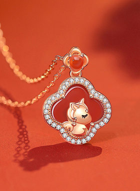 马上幸运马年仿红玛瑙项链新中式