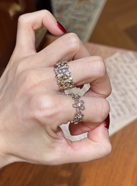 镂空鸢尾花戒指轻奢小众设计百搭