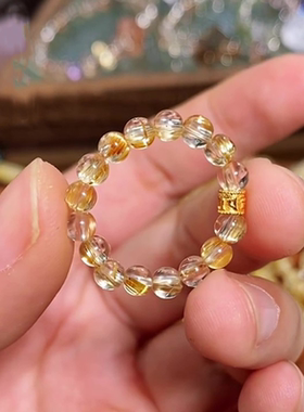 金发晶转运珠戒指高级感百搭复古