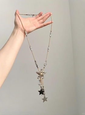 复古做旧编绳星星流苏项链千禧风