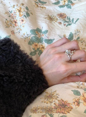 冷淡风拉丝海棠花戒指设计稿精致