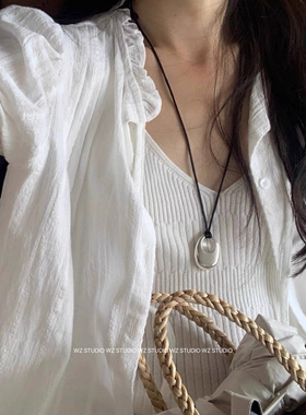 极简银色水滴吊坠项链冷淡风百搭