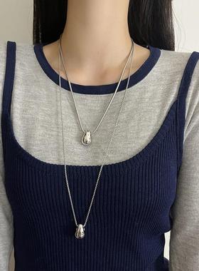 金属感水滴项链小众简约气质百搭