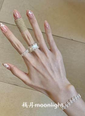 Vintage宫廷风银色蕾丝花边戒指