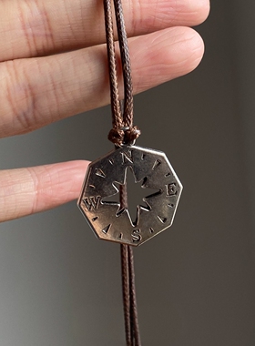 中古vinage八角星盘长款项链个性