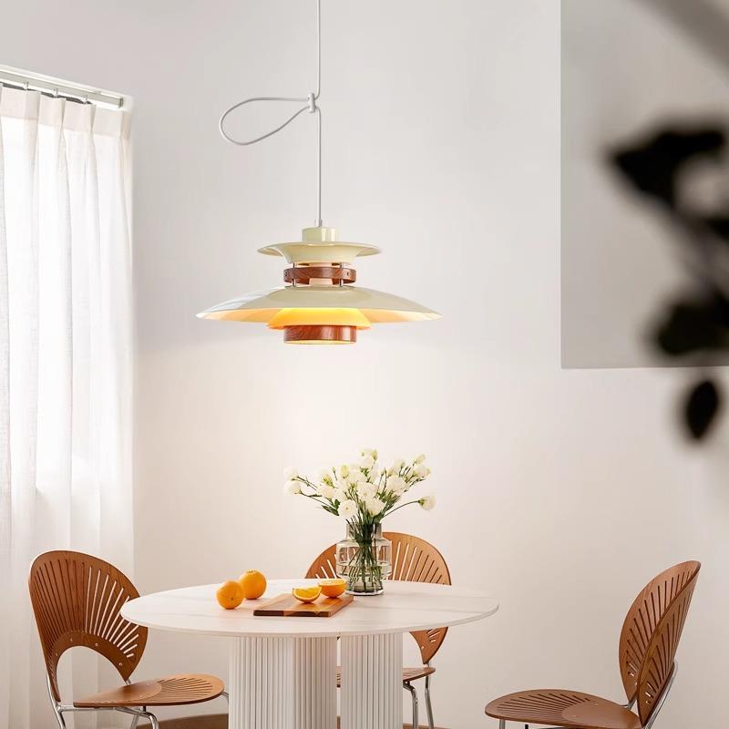 可升降日式ph5餐厅灯侘寂风岛台法式中古书房餐桌摇臂移位飞碟灯 - 图1