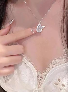 新中式蝴蝶结葫芦项链女款国潮时尚清新甜美仿玉髓吊坠锁骨链礼物