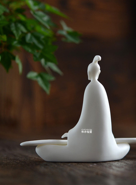 朴水仙堂 朴小仙抚琴 羊脂玉瓷 无相小生 茶道香道家居摆件古琴