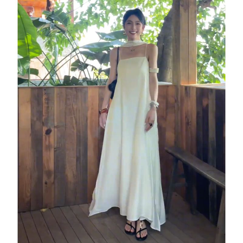 JIAHUI STUDIO 海边度假风无袖吊带连衣裙仙女沙滩裙气质裙子长裙 - 图2