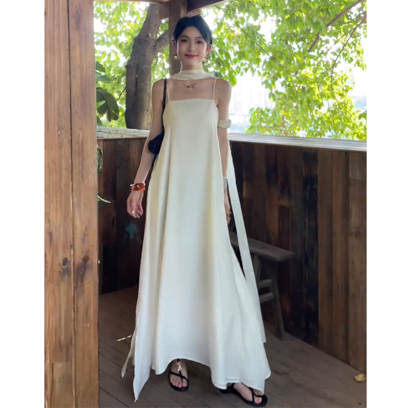 JIAHUI STUDIO 海边度假风无袖吊带连衣裙仙女沙滩裙气质裙子长裙 - 图1